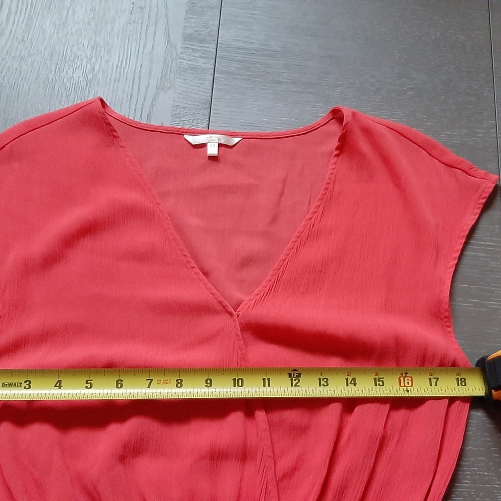 Elegant Coral Romper with Embroidery - Picture 8 of 11